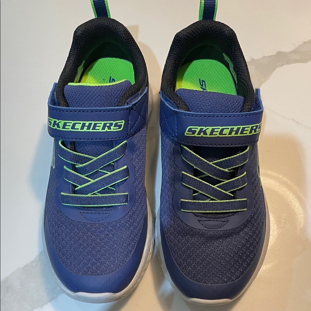 Skechers Kids Blue and Neon Green Sneakers Size 13 US